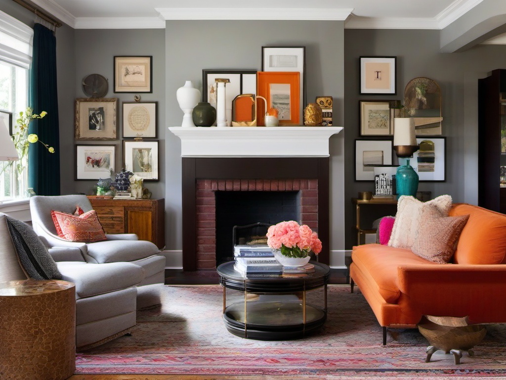 Modern eclectic living room with a mix of vintage and contemporary pieces.  