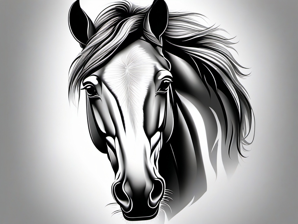 Cute Horse Tattoo - Capture the endearing nature of horses with a cute horse tattoo, featuring a charming and adorable portrayal of these beloved animals.  simple tattoo,minimalist,white background