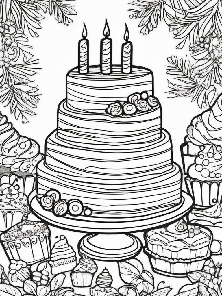 Cake Coloring Pages - Brownie cake with fudgy layers  simple coloring pages