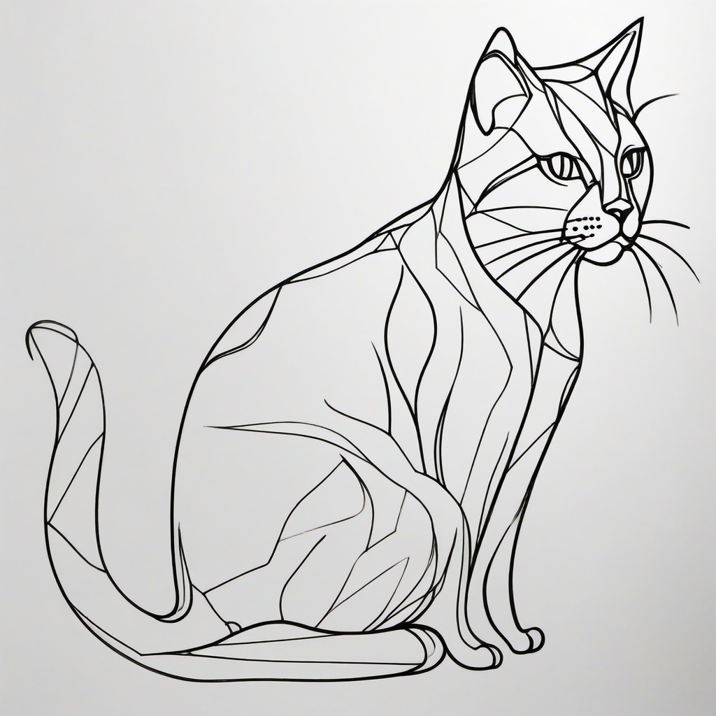 Cat Outline Tattoo Ideas - Tattoo ideas featuring various outline designs of cats.  minimal color tattoo, white background