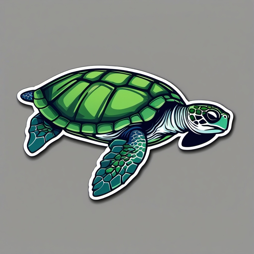 Sea Turtle cartoon - ocean-swimming reptile with flippers  cartoon sticker style