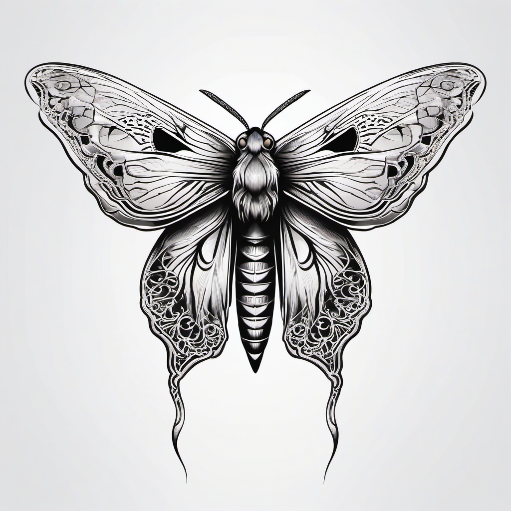 Death Moth Tattoo Design - Artistic design of a death moth for a tattoo.  simple vector tattoo,minimalist,white background