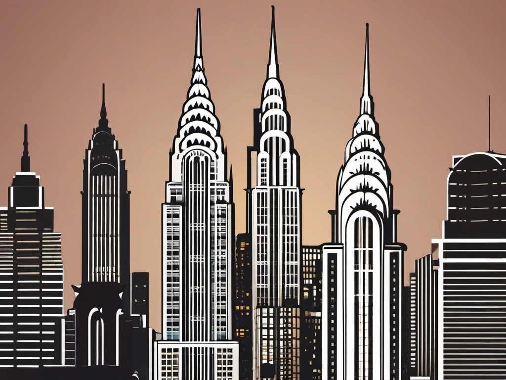 Chrysler Building sticker- Art Deco skyscraper in Midtown Manhattan, , sticker vector art, minimalist design