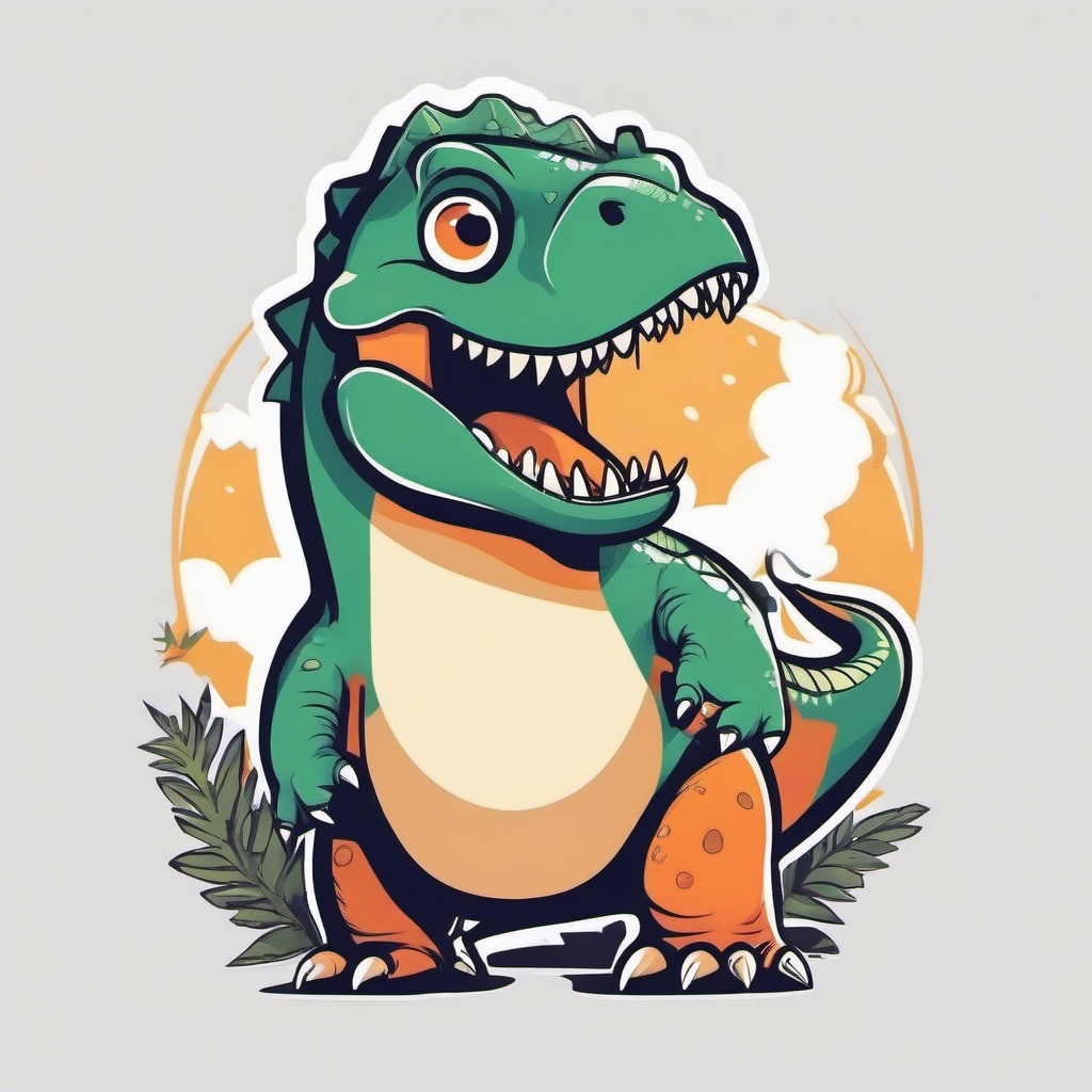 Funny Dinosaur Tattoo - Infuse humor with a quirky and delightful funny dinosaur-themed tattoo.  simple vector color tattoo,minimal,white background