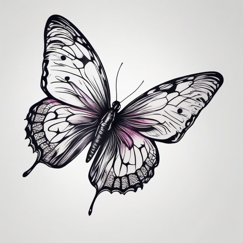 butterfly unique tattoo  simple color tattoo,white background,minimal