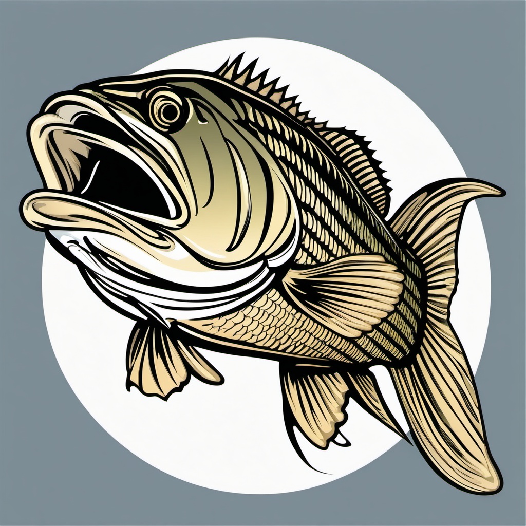 Bass fish clipart, A detailed illustration of a majestic bass fish.  simple, 2d flat