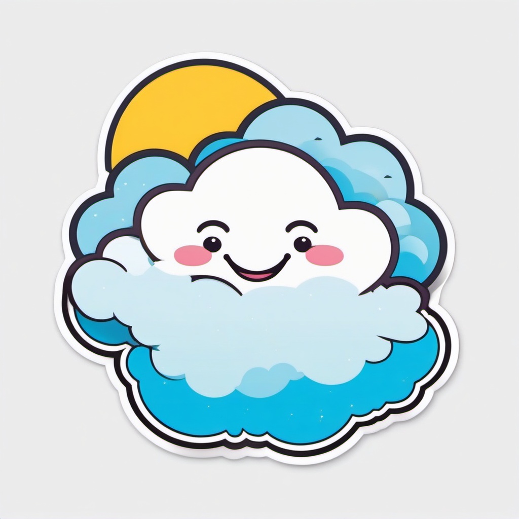 Smiling Cloud Friends sticker- Sky Buddies Joy, , color sticker vector art