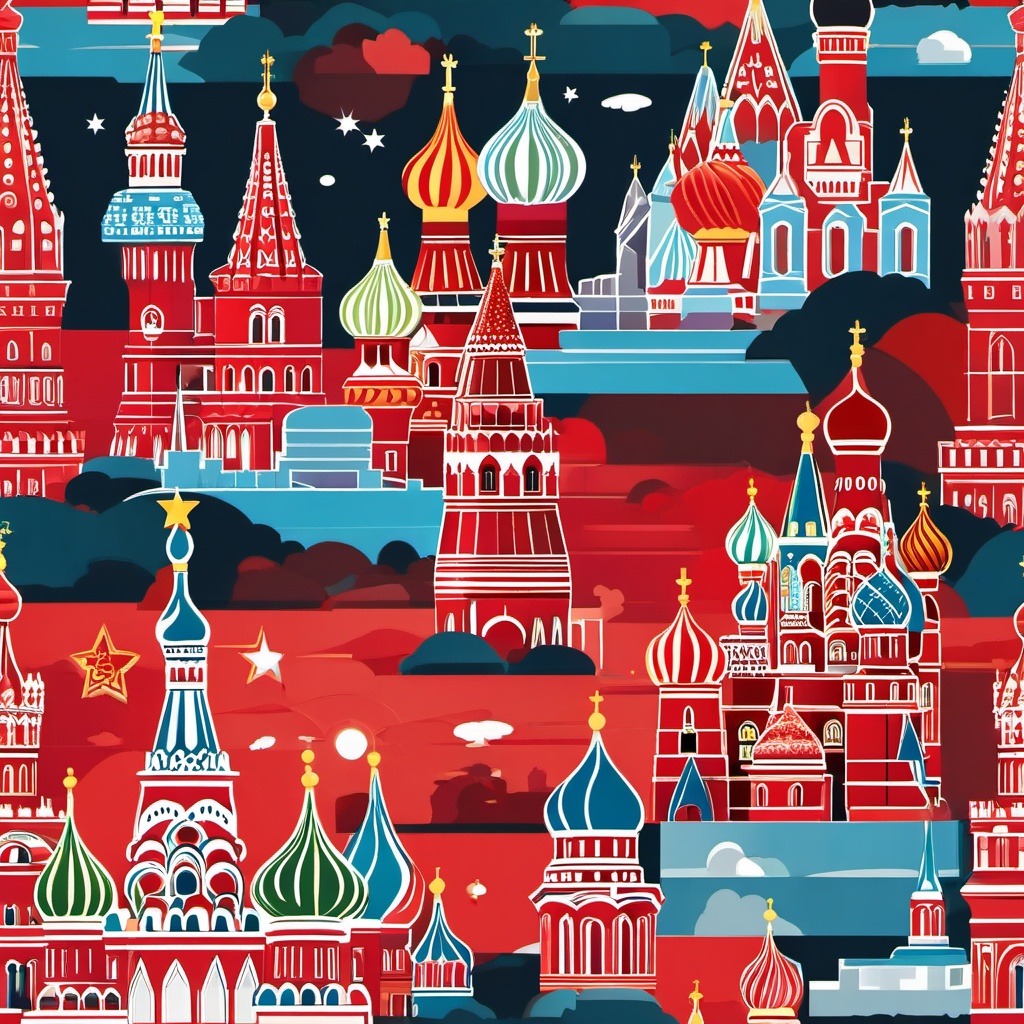 Moscow clipart - Red Square and St. Basil's Cathedral in Russia, ,color clipart vector style