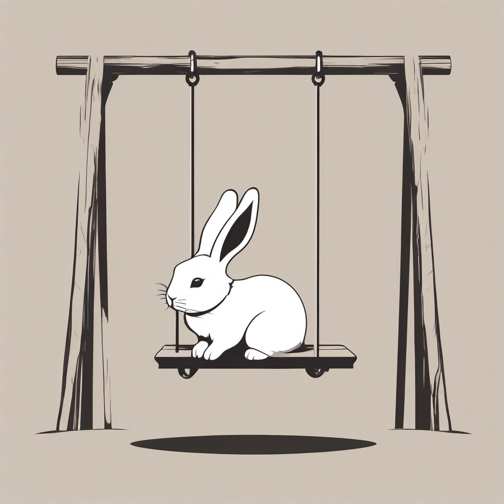 Rabbit clipart - rabbit sitting on a swing  color,minimalist,vector clipart