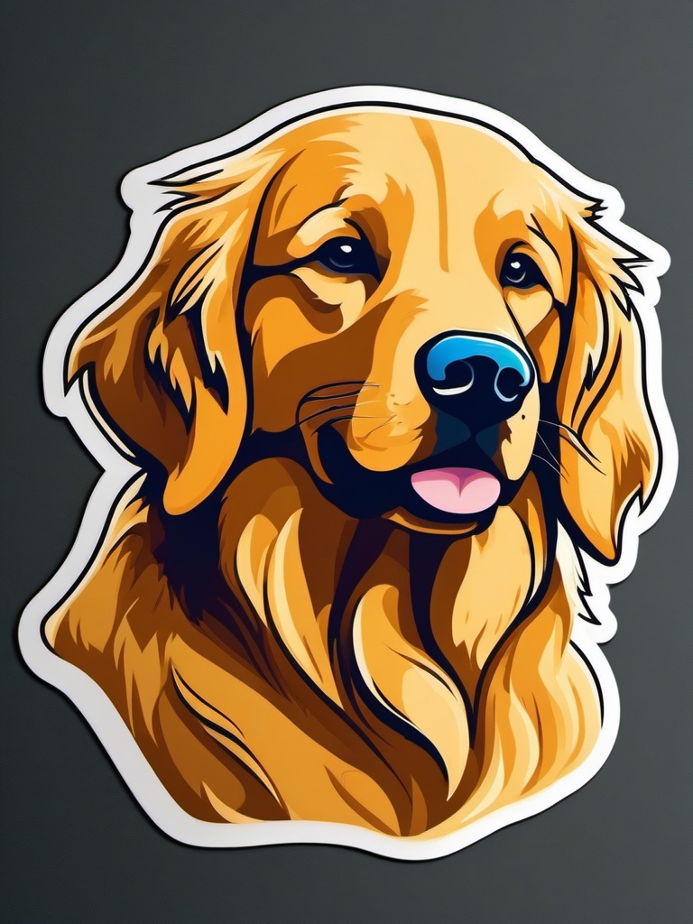 Golden Retriever Sticker - A loyal golden retriever with a wagging tail, ,vector color sticker art,minimal