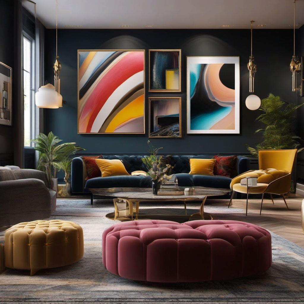 Luxurious Art Gallery - Turn your living room into a luxurious space with art gallery vibes. , living room decor ideas, multicoloured, photo realistic, hyper detail, high resolution,