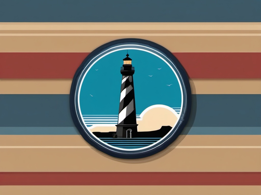 Cape Hatteras Lighthouse sticker- Iconic lighthouse on the Outer Banks of North Carolina, , sticker vector art, minimalist design