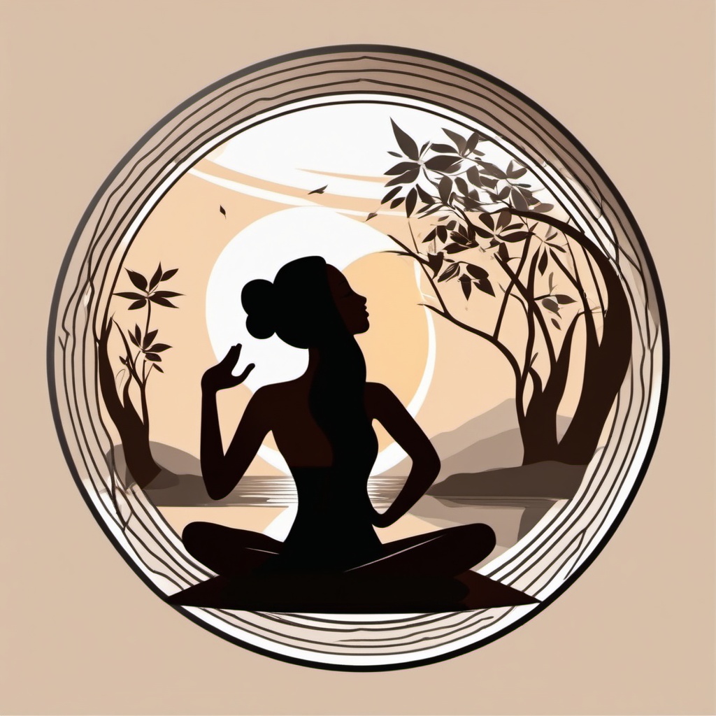 International Yoga Day sticker- Zen Yoga Pose Serenity, , sticker vector art, minimalist design