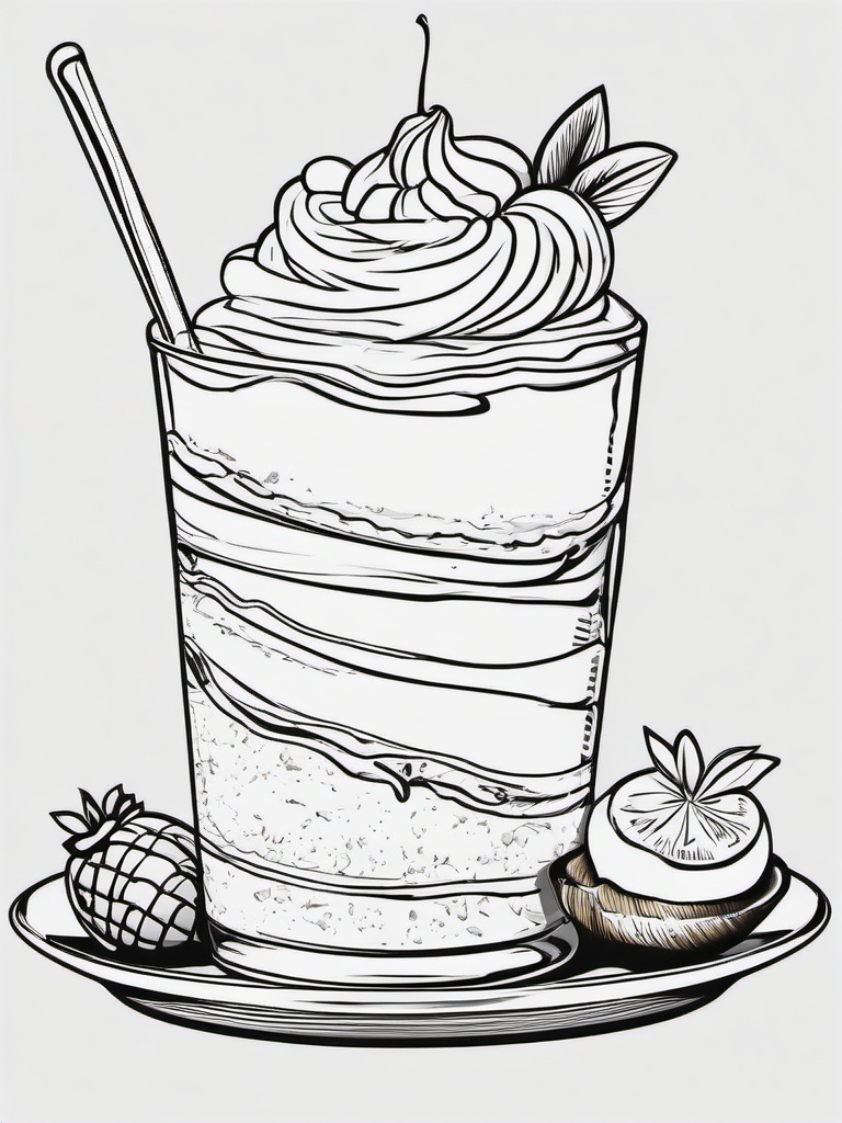 Food Coloring Pages - Banana split with ice cream and toppings  simple coloring pages