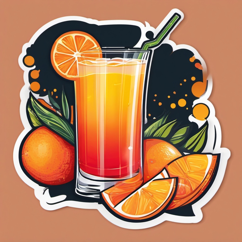 Tequila Sunrise Fiesta sticker- Tequila, orange juice, and grenadine create a sunrise in your glass, garnished with an orange slice., , color sticker vector art