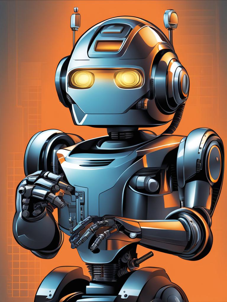 robot clipart - a futuristic, mechanical robot. 