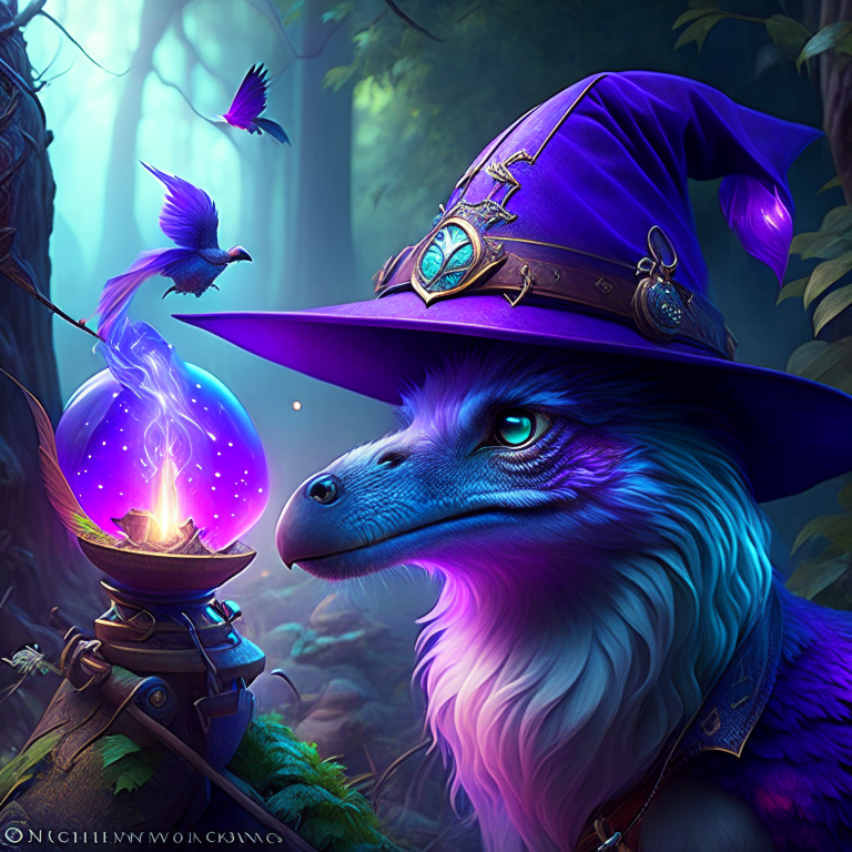 sorcerer's familiar, a mystical talking creature guiding its master through adventures. 