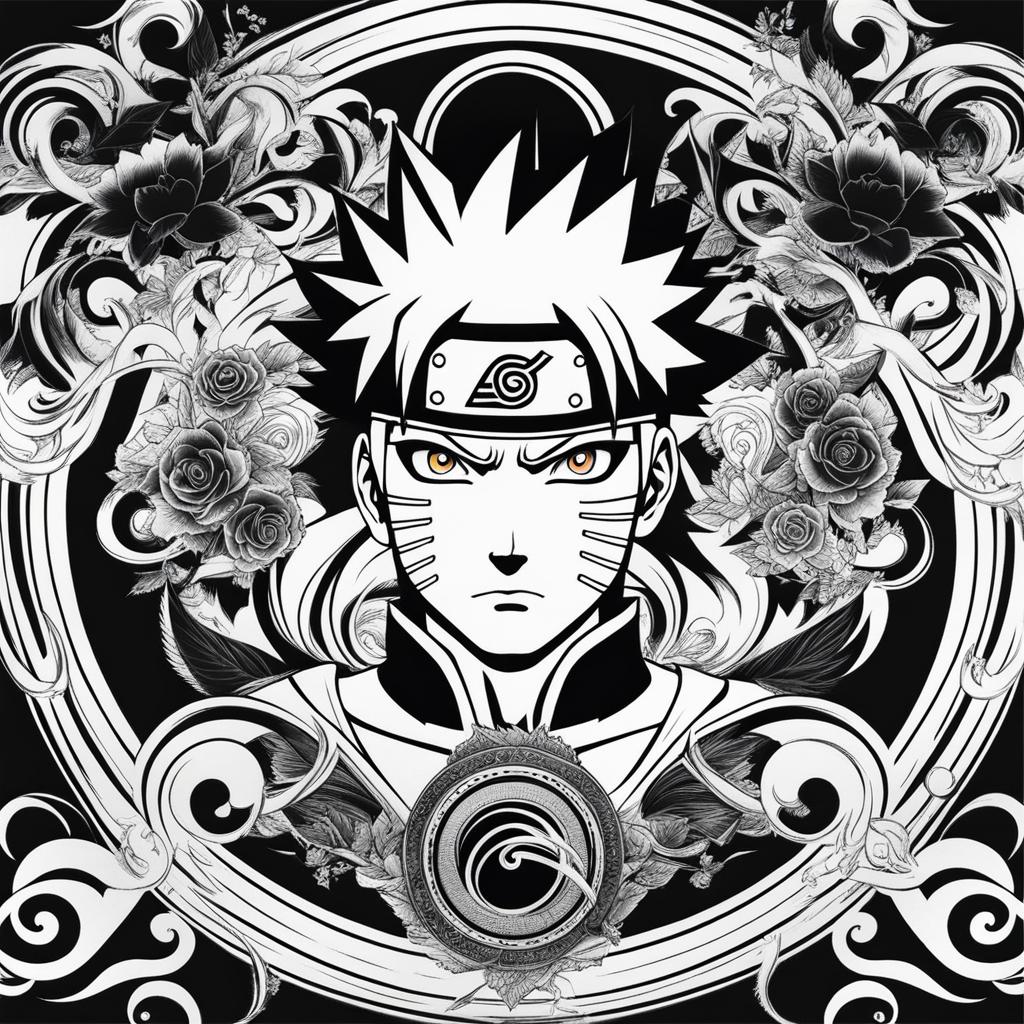 naruto tattoo black and white design 