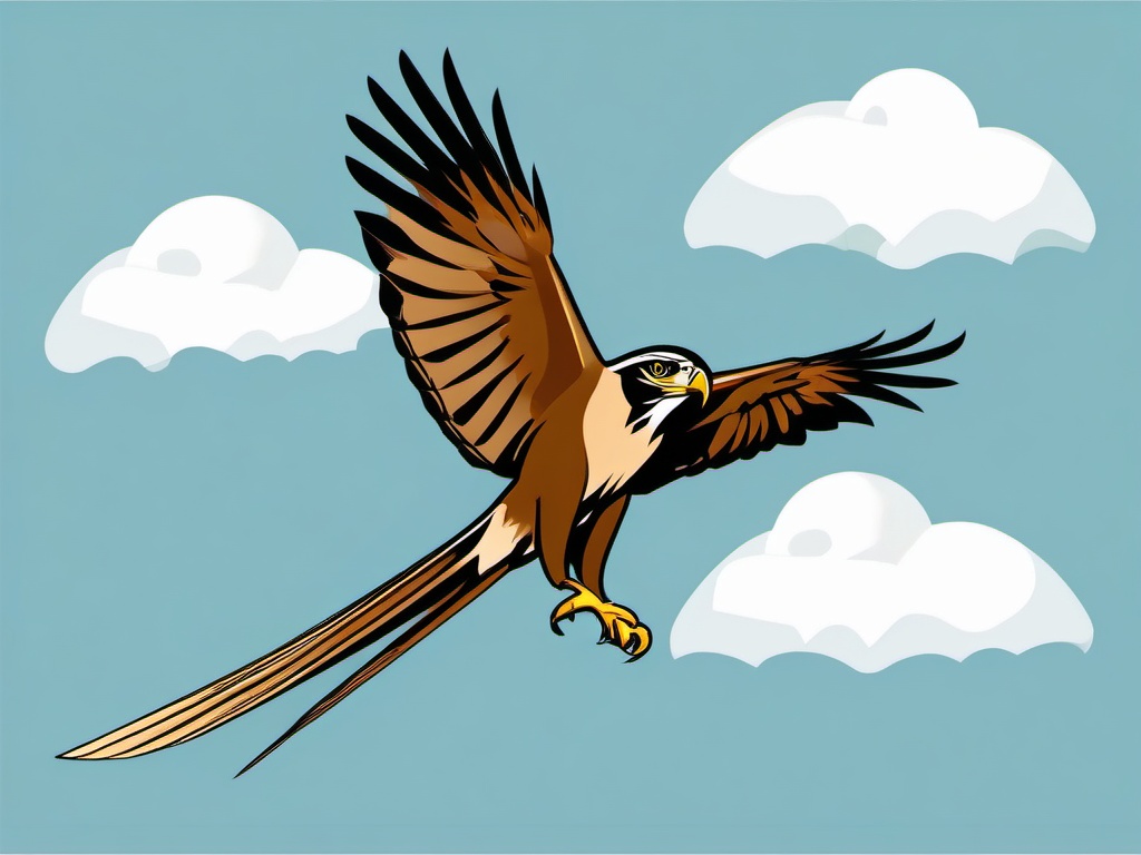 Kite clipart - Bird of prey with a forked tail soaring in the sky, ,color clipart vector style