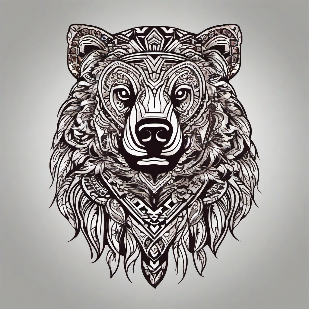 aztec bear tattoo  simple vector color tattoo