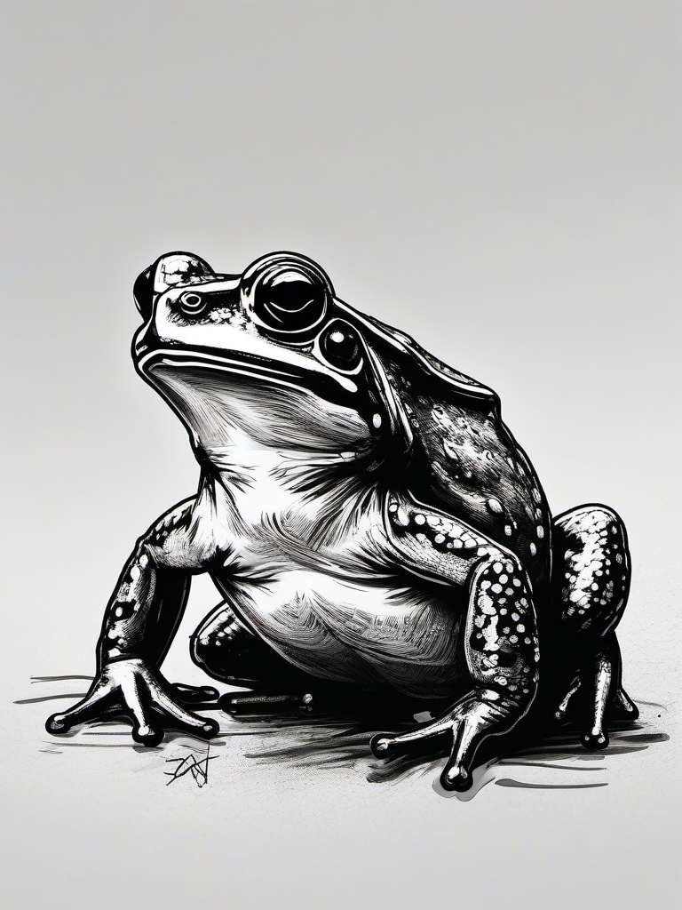 drawing of spadefoot toad  minimal rough sketch scribbles,doodles,black and white