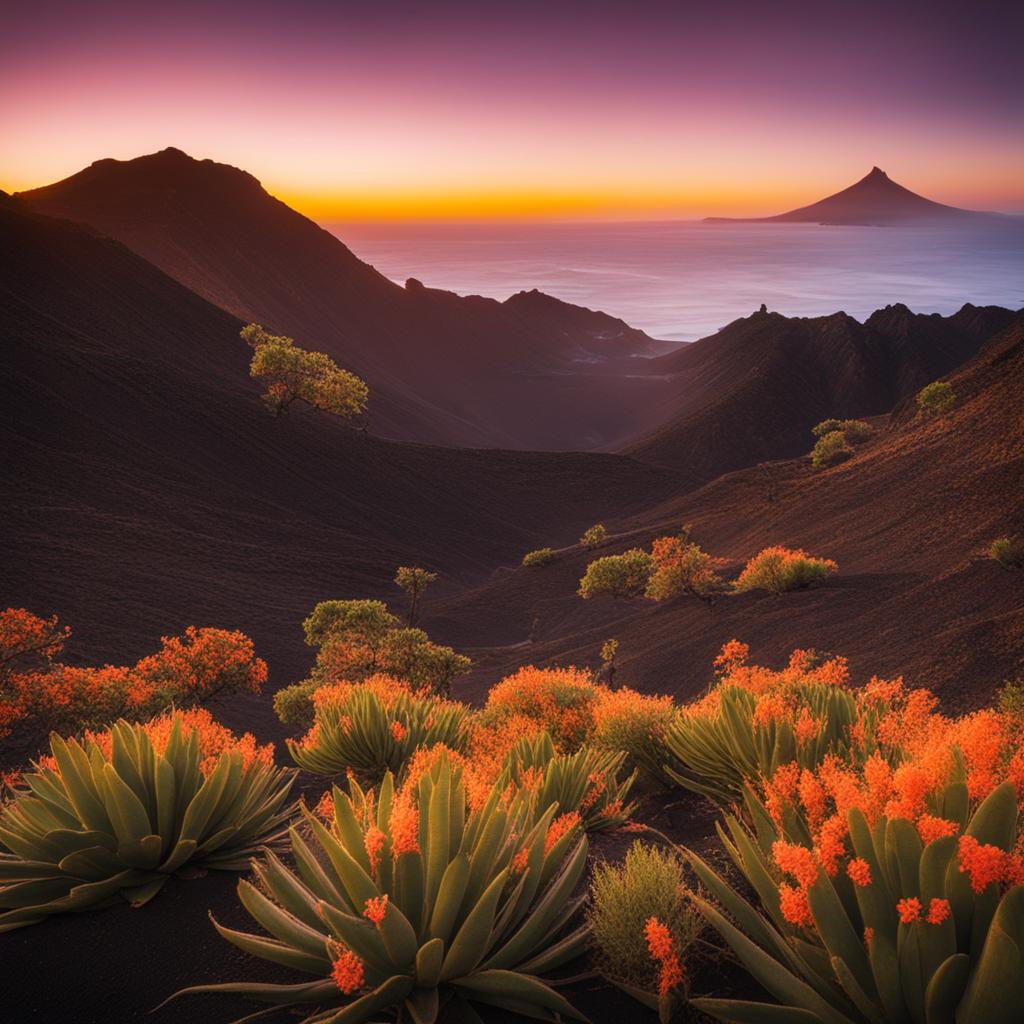 canary islands, spain - paint a scene of the canary islands, with their volcanic landscapes and clear skies perfect for stargazing. 