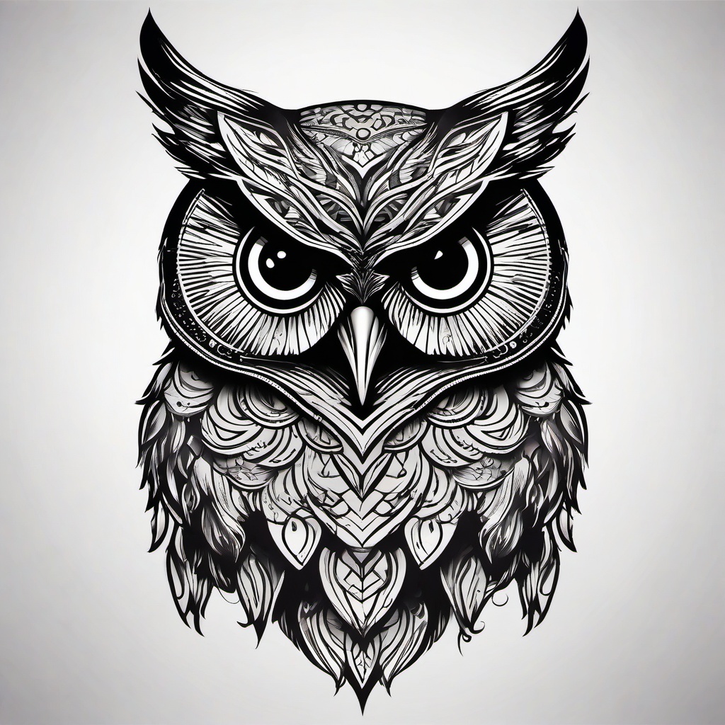 Dark Owl Tattoo Designs - Infuse mystery and allure with dark and captivating owl-themed tattoo designs.  simple color tattoo,vector style,white background