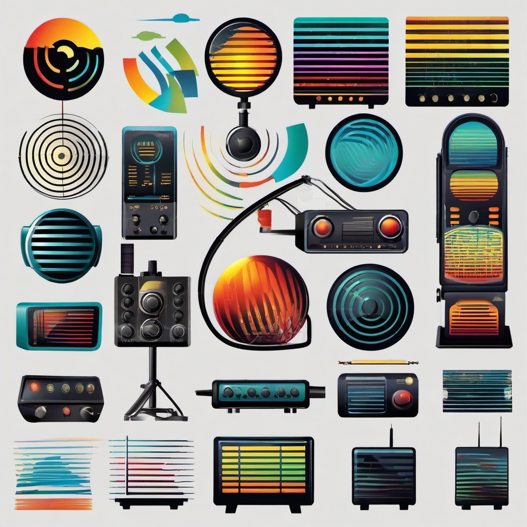 Radio waves clipart - Radio waves for broadcasting and signals,  color clipart, vector art