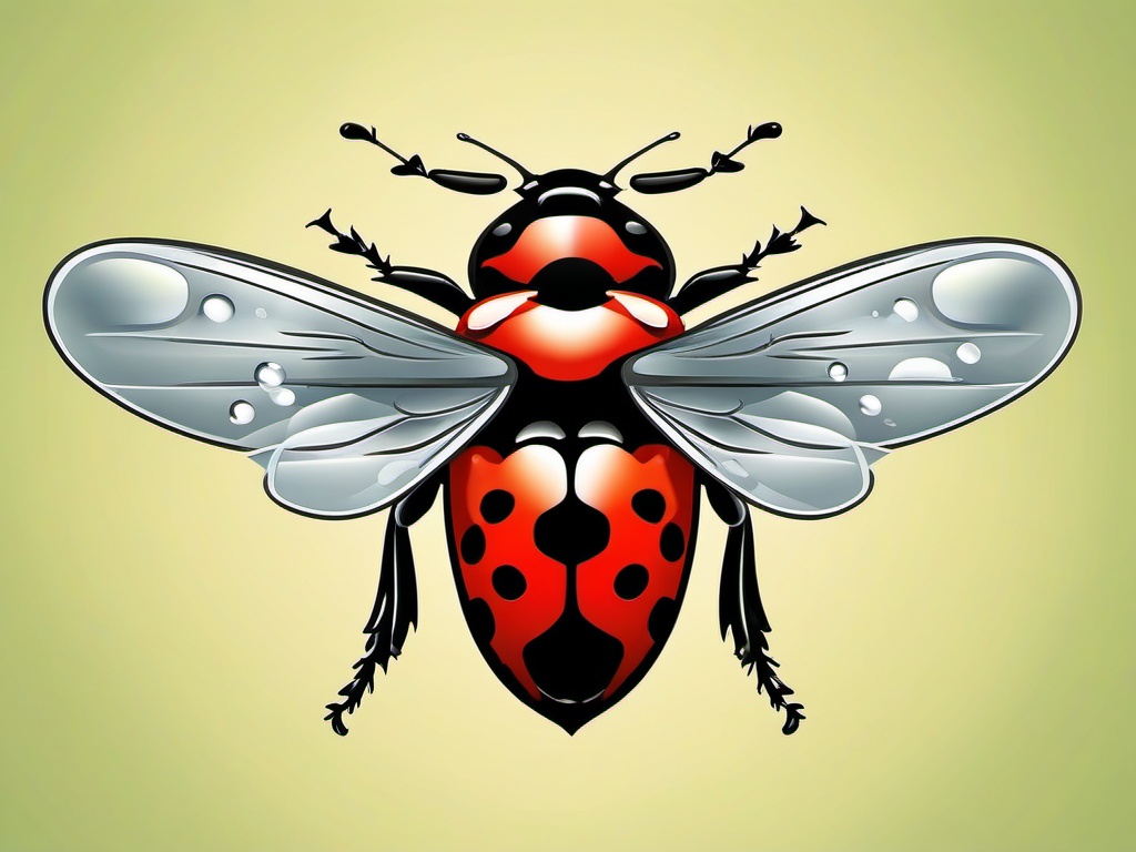 Ladybird clipart - ladybird with dew drops on its wings  color,minimalist,vector clipart