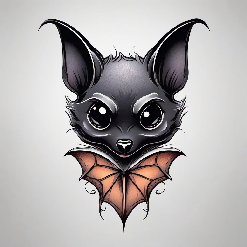 Cute Small Bat Tattoo-Adorable and small bat tattoo design, bringing a charming touch to the mystical creature.  simple color tattoo,white background