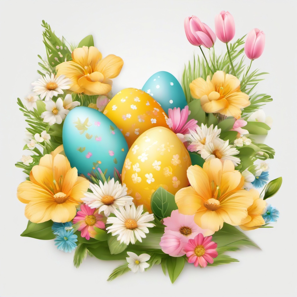 Easter clipart - Easter decorations with flowers  