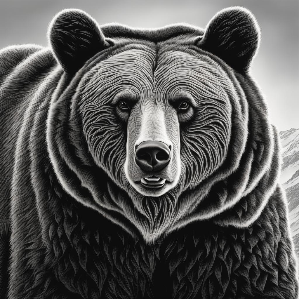 grizzly bear in alaska, 3D effect, engraved on ground, trending on artstation, sharp focus, studio photo, intricate details, highly detailed, byi LIEFELD, ROB