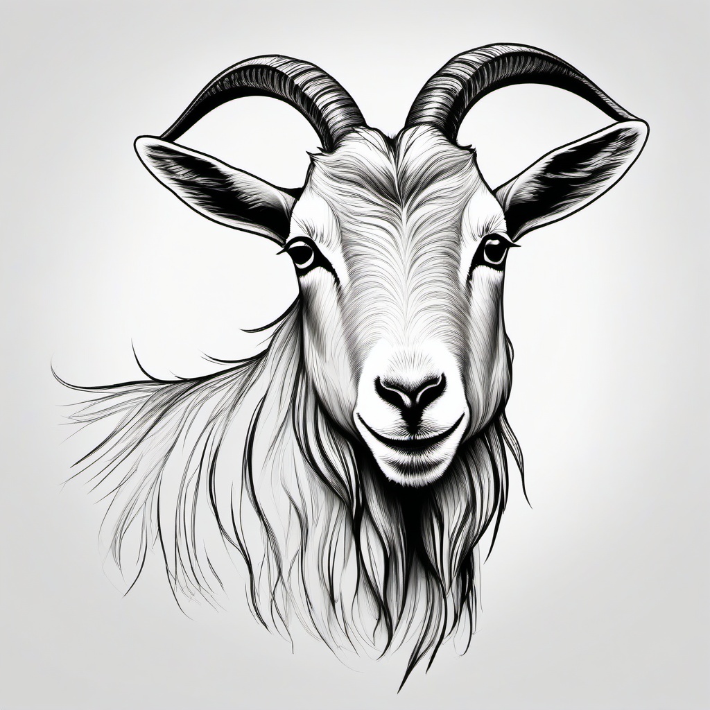 simple drawing of goat  minimal rough sketch scribbles,doodles,black and white