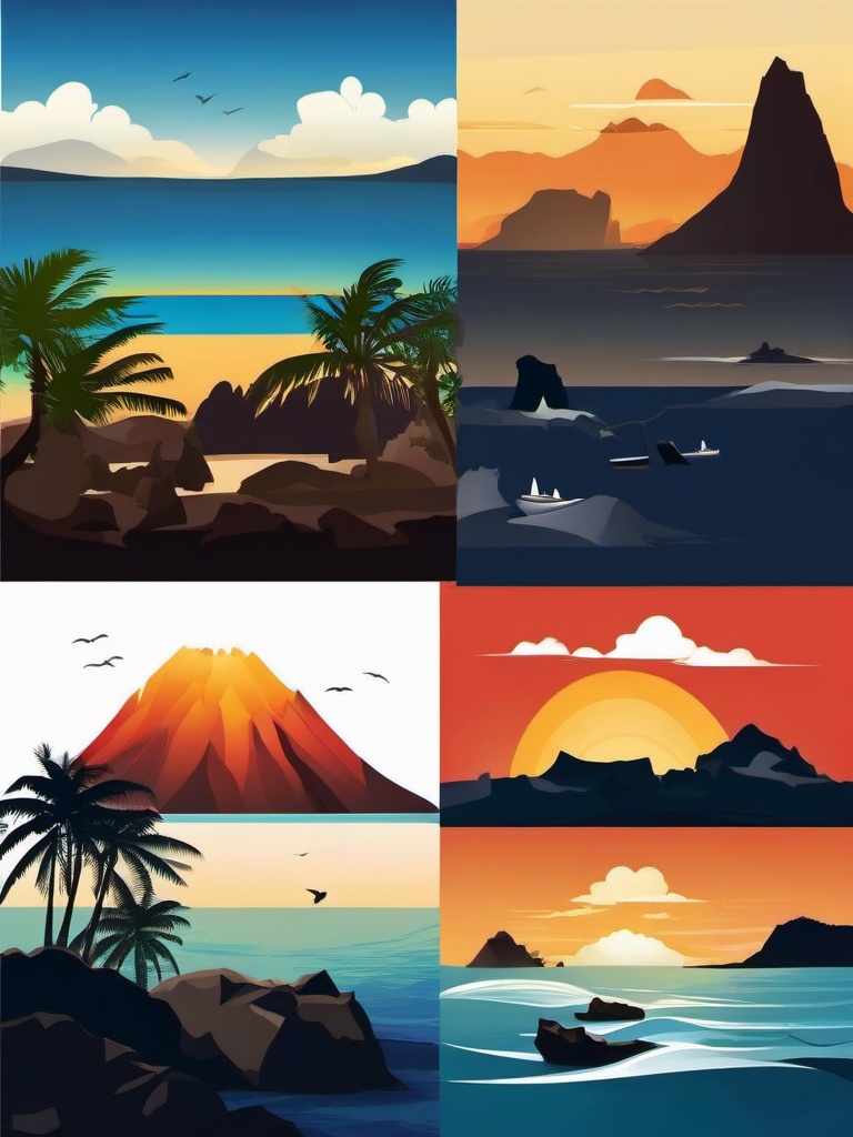 The Galapagos Islands clipart - Volcanic islands in the Pacific Ocean, ,color clipart vector style