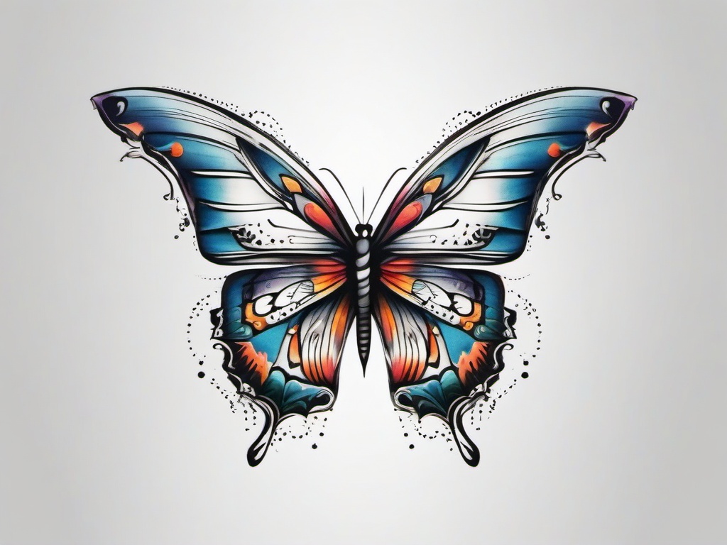 tattoo butterfly drawing  simple color tattoo,white background,minimal