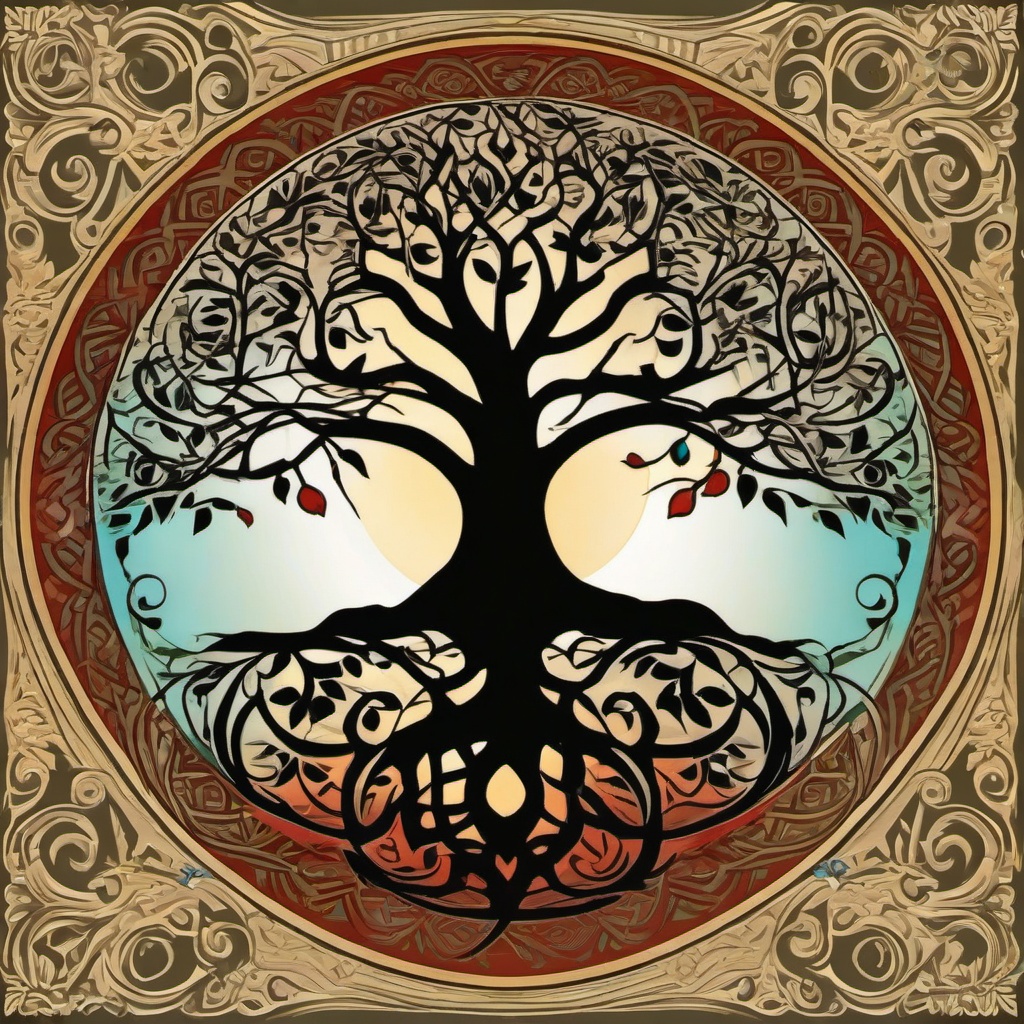 spiritual tree tattoo  simple vector color tattoo