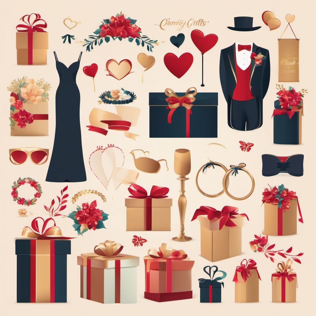 Wedding Gifts clipart - Wedding gifts for the couple, ,vector color clipart,minimal