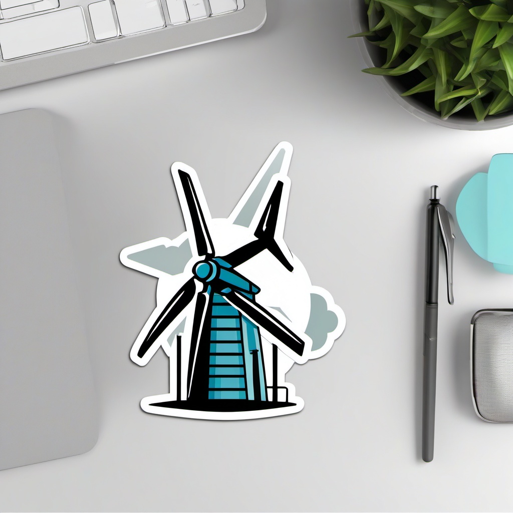 Wind turbine sticker- Renewable energy, , sticker vector art, minimalist design