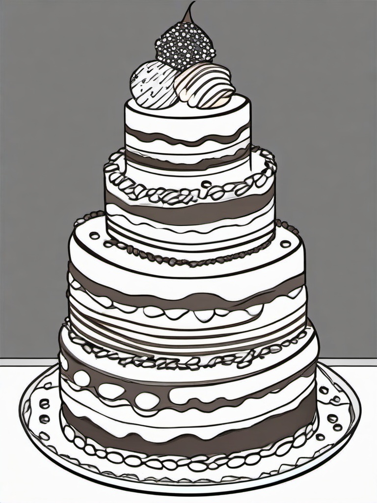 Cake Coloring Pages - Doughnut cake tower with sprinkles  simple coloring pages