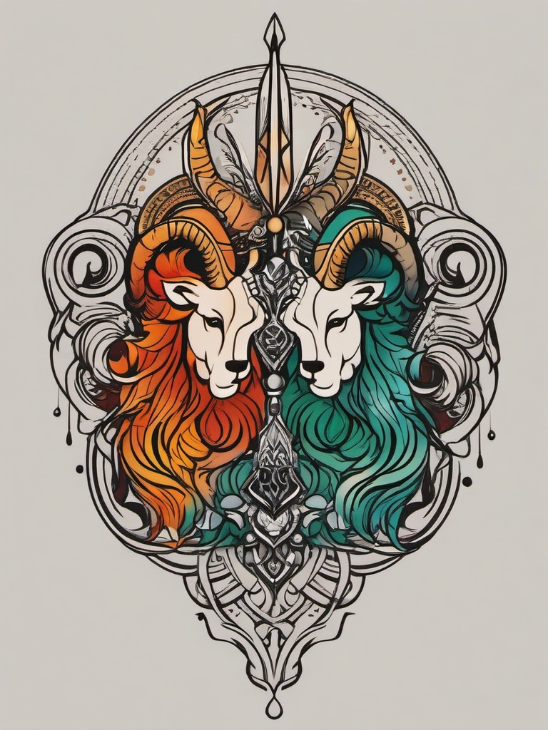 gemini aries tattoo  simple vector color tattoo