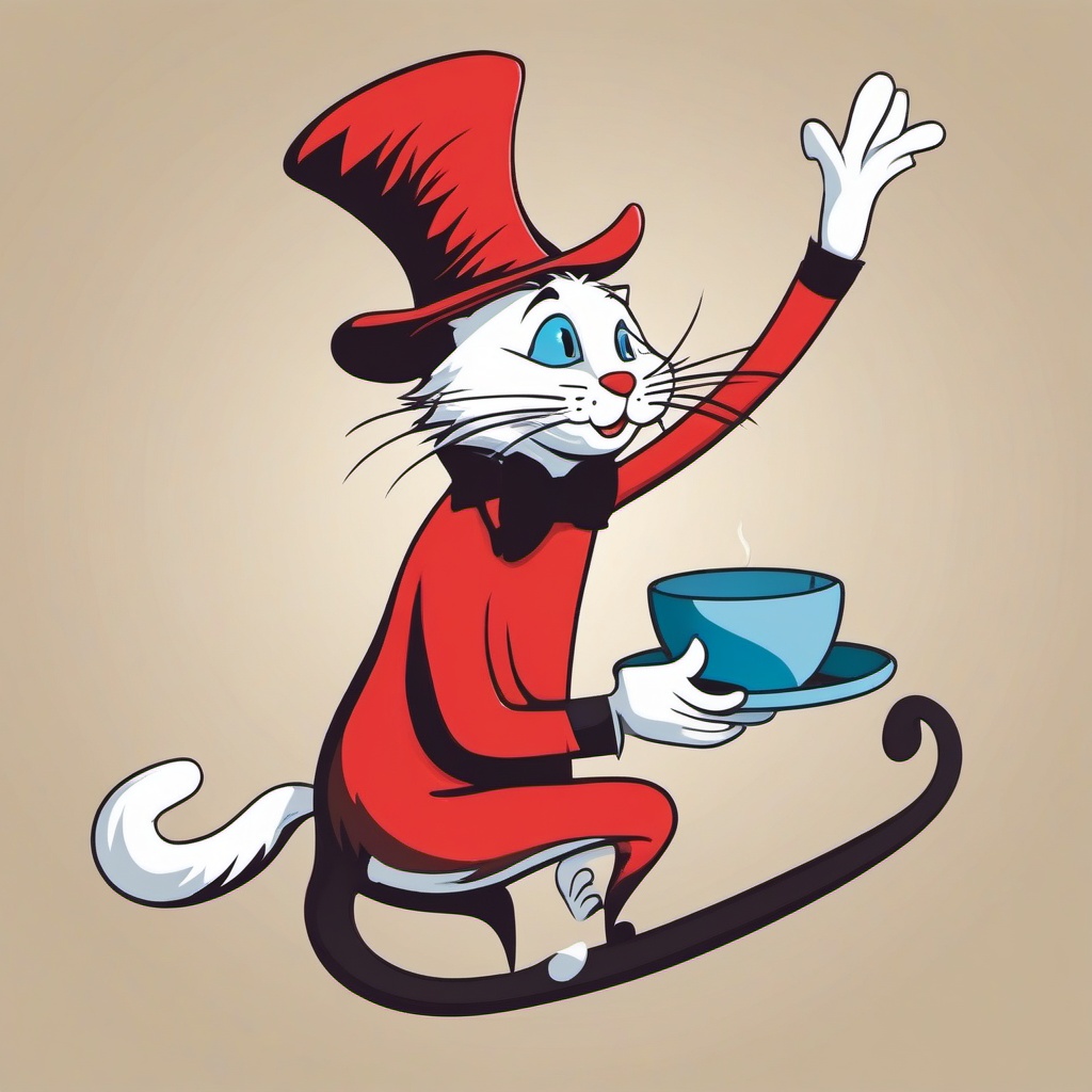 Cat in the Hat clipart, The mischievous cat causing playful chaos.  simple, 2d flat