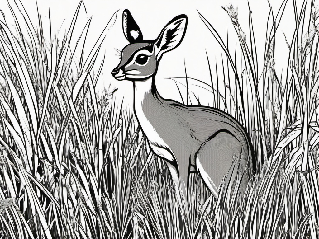 Dik-Dik Cartoon - Cartoon of dik-dik in tall grass  