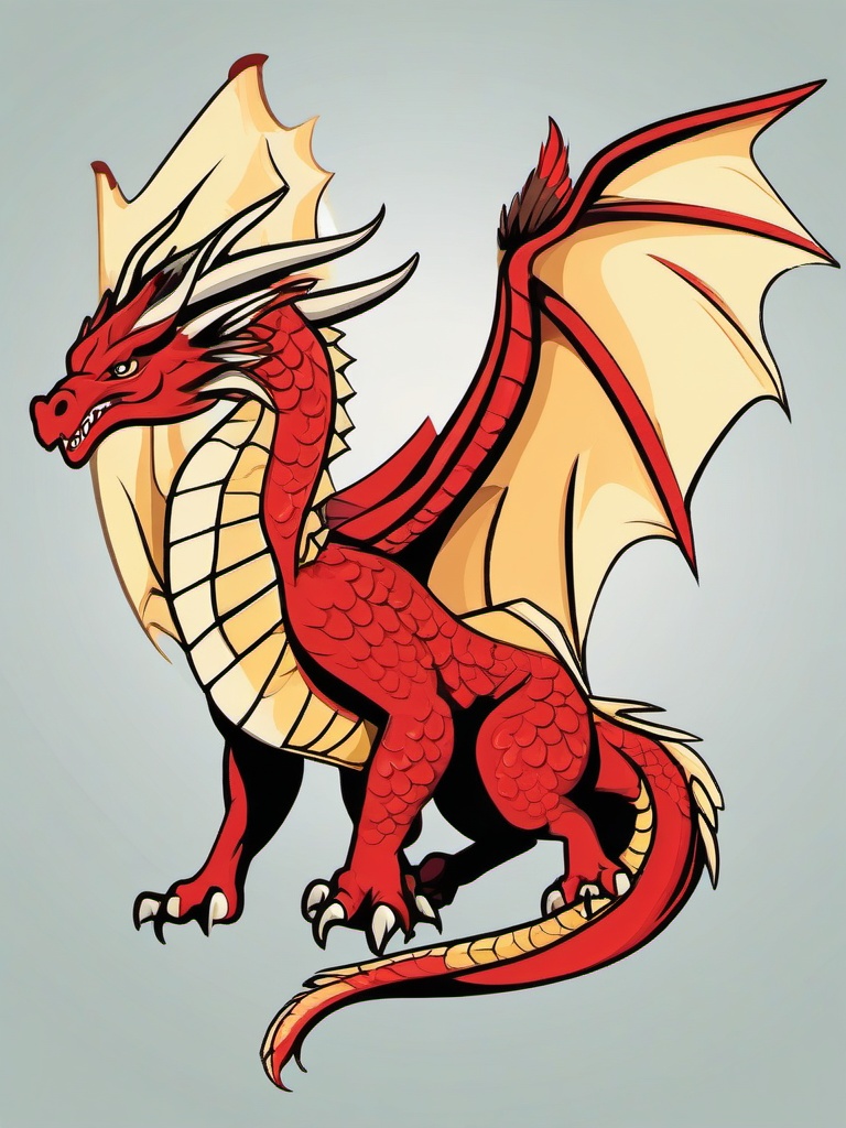 Dragon clipart - Mythical creature with wings and fierce flight, ,color clipart vector style