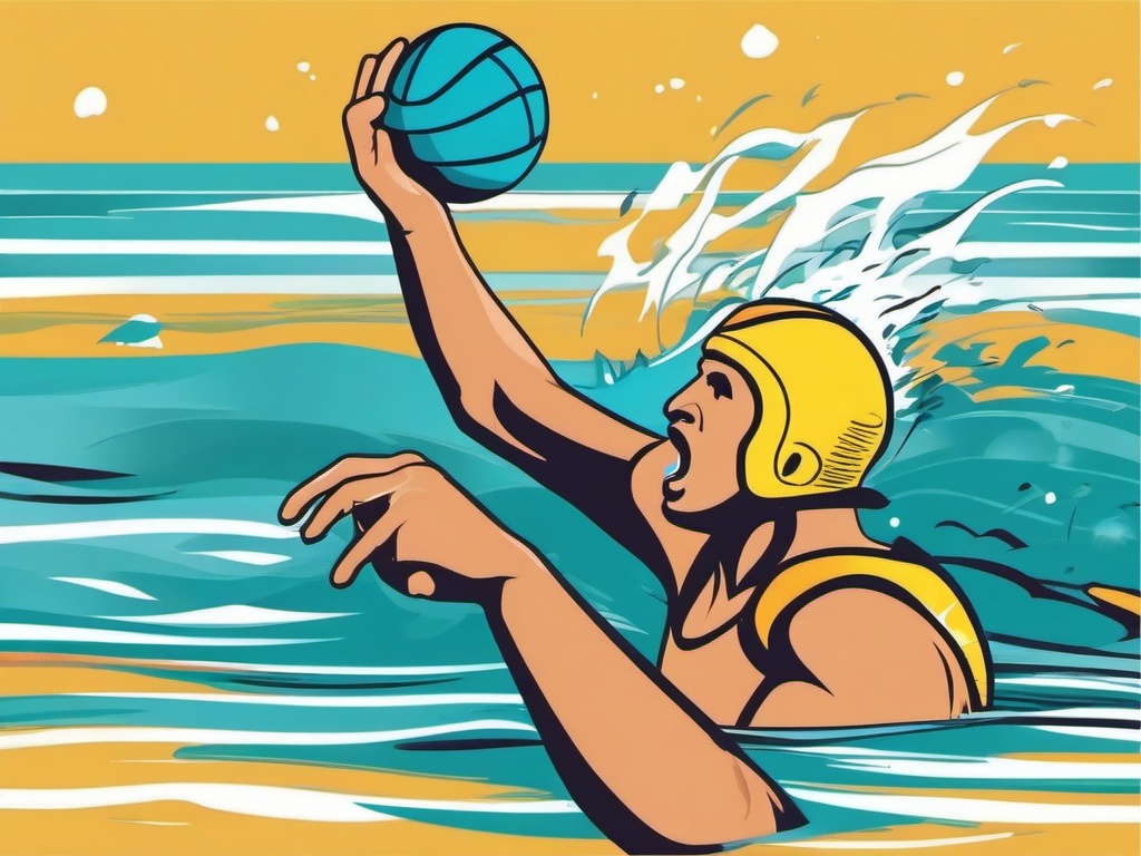 Water Polo Clipart - Water polo players battling for control.  color vector clipart, minimal style