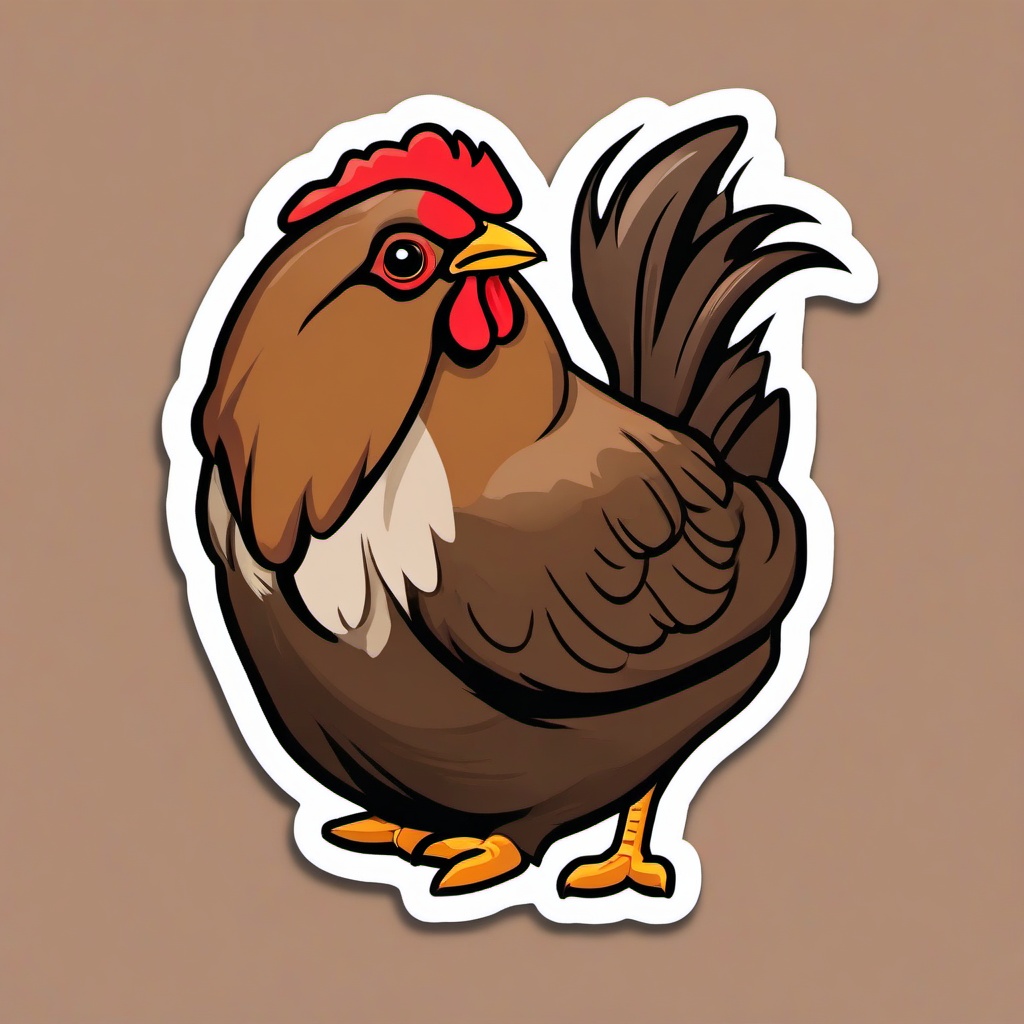 Cornish Hen cartoon - small, meat-focused chicken breed  cartoon sticker style