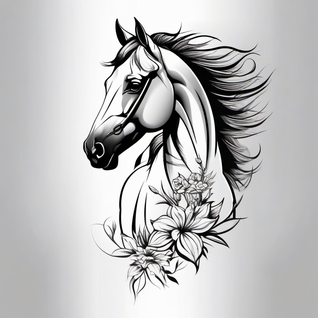 tattoo horse images  simple tattoo,minimalist,white background detailed realistic draw in realism style