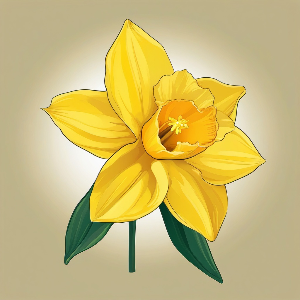 Daffodil Clip Art - A bright yellow daffodil in full bloom,  color vector clipart, minimal style