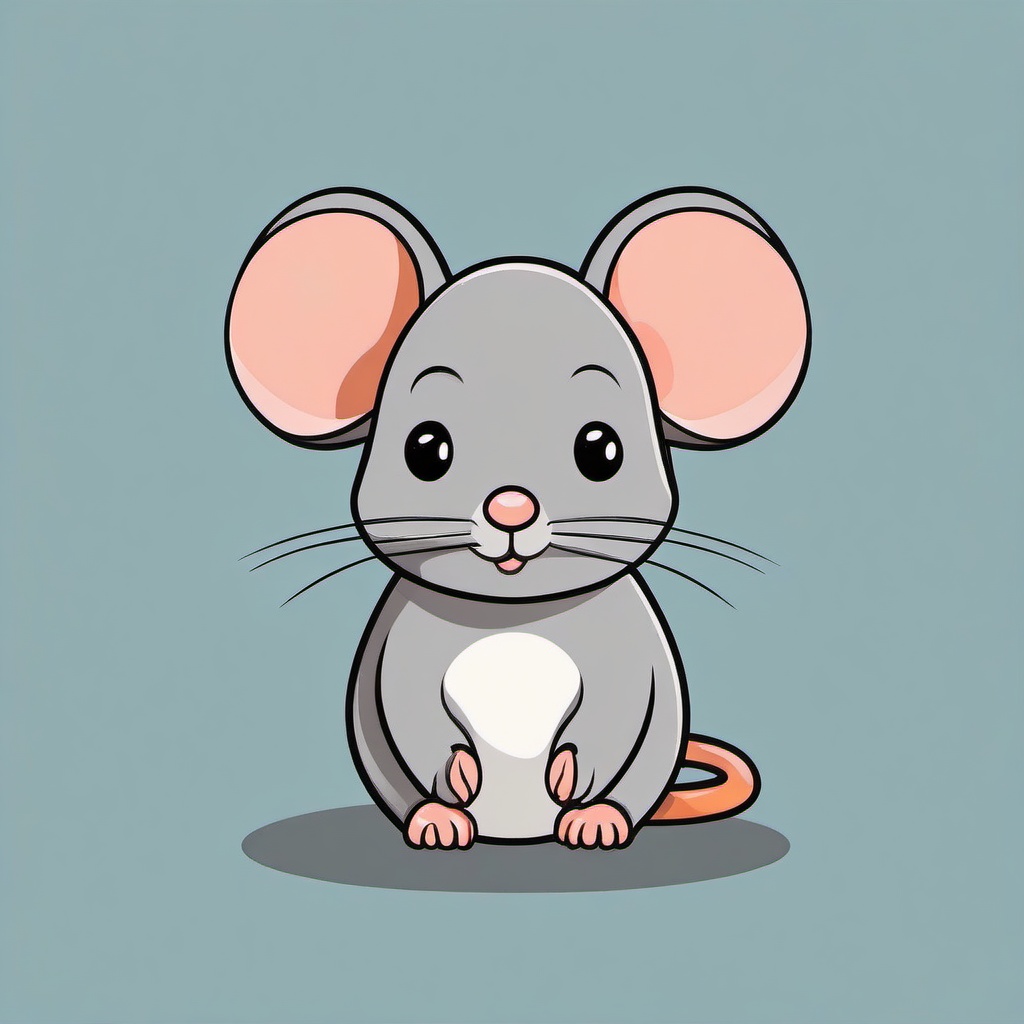 Mouse clipart - cartoon mouse with big round ears  color,minimalist,vector clipart