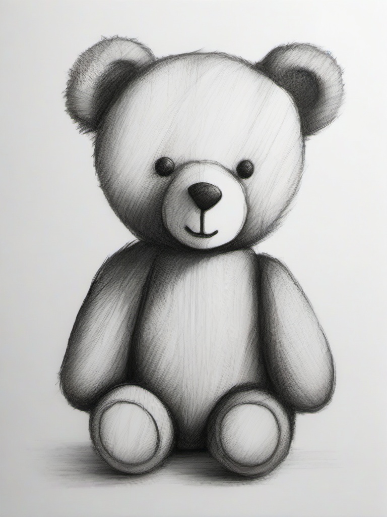 pencil drawing of teddy bear  minimal rough sketch scribbles,doodles,black and white