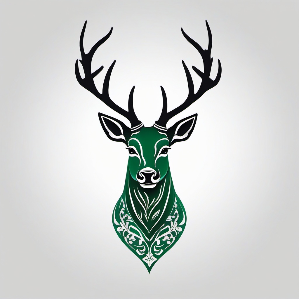 irish stag tattoo  simple color tattoo,minimal,white background